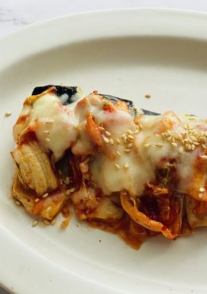簡単おつまみ!塩さばのキムチチーズ焼き-レシピのメイン写真