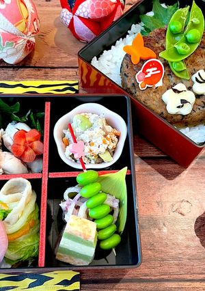 令和四年睦月7日　寅デコハンバーグ弁当-レシピのメイン写真
