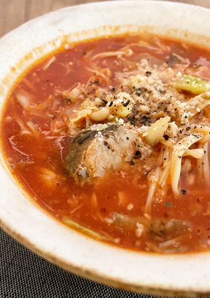 えのきとサバ缶のヘルシーミネストローネ-レシピのメイン写真