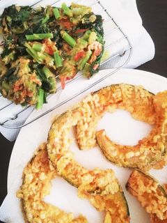 かぼちゃの天ぷら・小松菜のかき揚げ-レシピのメイン写真