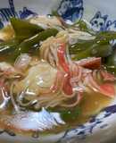 ピーマンとカニカマと豆腐の中華風餡掛け