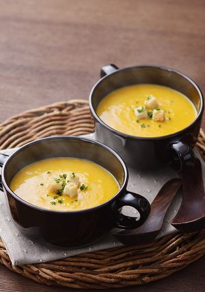 ミキサーいらず！豆乳かぼちゃスープ-レシピのメイン写真