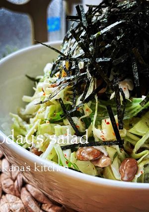 キャベツと納豆とたくあんのつゆマヨサラダ-レシピのメイン写真