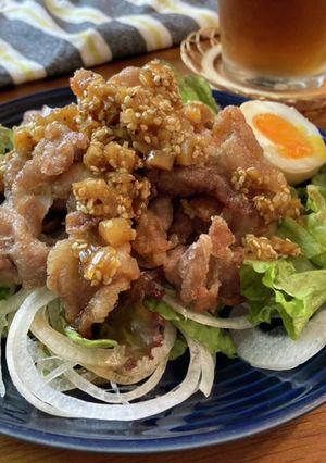 豚こまのカリカリ揚げ♡ねぎごま香味だれ-レシピのメイン写真