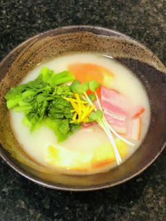 *菜の花とベーコンのお雑煮*白味噌仕立て-レシピのメイン写真