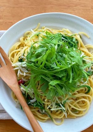 ＊簡単＊しらすと水菜の和風ペペロンチーノ-レシピのメイン写真