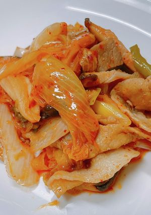 ごはんがすすむ！ネギたっぷり豚キムチ-レシピのメイン写真