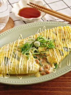 ☆簡単☆納豆とチーズのニラ玉オムレツ-レシピのメイン写真