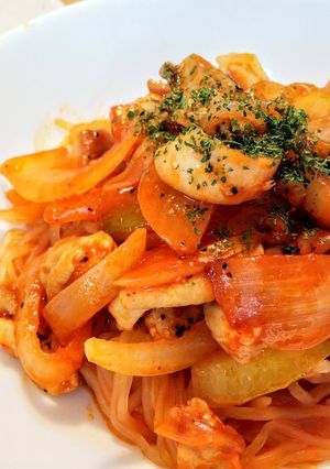 低糖質！ガリバタトマチキしらたきパスタ-レシピのメイン写真