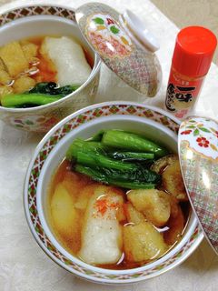 簡単小松菜と油揚げの麺つゆお雑煮-レシピのメイン写真