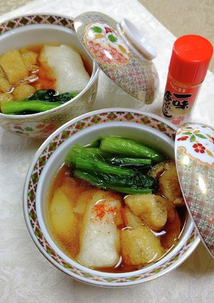 簡単小松菜と油揚げの麺つゆお雑煮-レシピのメイン写真