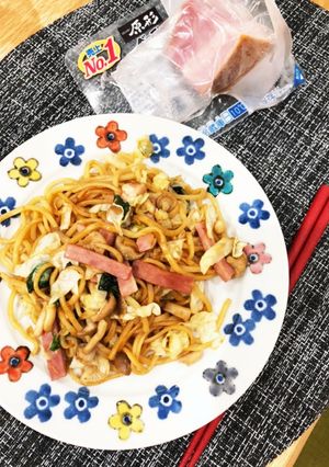 簡単！ブロックベーコンを使った和風焼そば-レシピのメイン写真