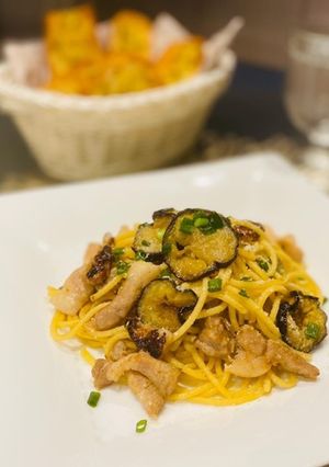 茄子と豚バラ柚子胡椒醤油パスタ-レシピのメイン写真