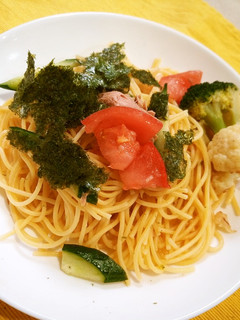 ツナときゅうりとトマトの麺つゆ簡単パスタ-レシピのメイン写真