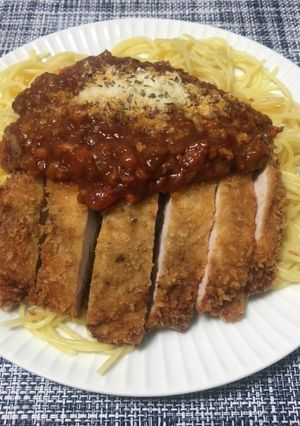 デミグラスソースカツ乗せパスタ-レシピのメイン写真