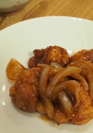 冷凍唐揚げと玉ねぎだけ♪で手抜き酢鳥-レシピのメイン写真