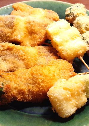 冬の長葱、芽キャベツ、豚肩ロースの串カツ-レシピのメイン写真