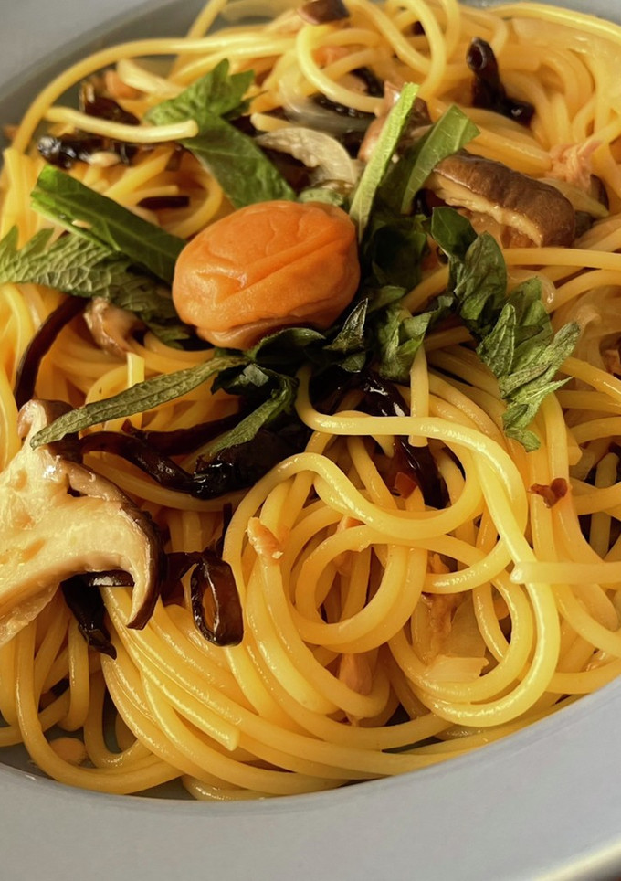 大葉と梅と塩昆布の和風パスタ-レシピのメイン写真