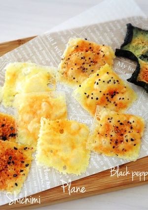 3分で完成！レンチン♪チーズせんべい4種-レシピのメイン写真