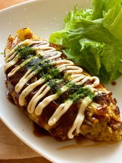 ひき肉とキャベツのお好み焼き風オムレツ-レシピのメイン写真