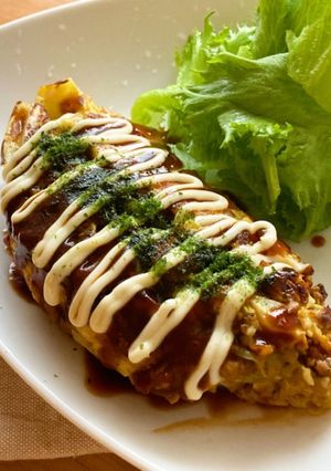 ひき肉とキャベツのお好み焼き風オムレツ-レシピのメイン写真