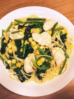 ほうれん草とコーン鶏胸肉のクリームパスタ-レシピのメイン写真