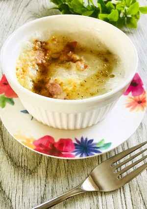 お餅と玉ねぎとベーコンのレンジ蒸し-レシピのメイン写真