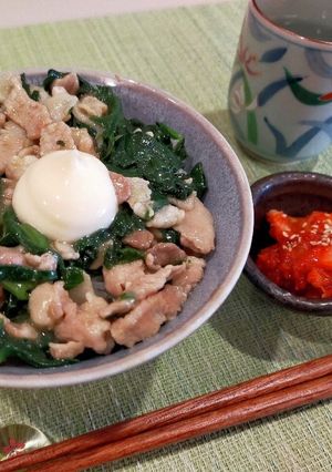 ほうれん草と豚こま肉のポパイ丼*^^*-レシピのメイン写真