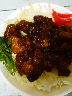 鶏ももカラ揚げソース丼-レシピのメイン写真
