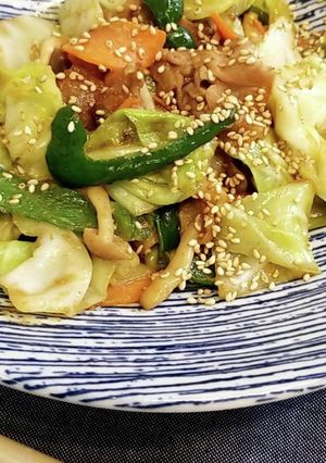「胡麻たっぷり」肉野菜たっぷり味噌炒め！-レシピのメイン写真
