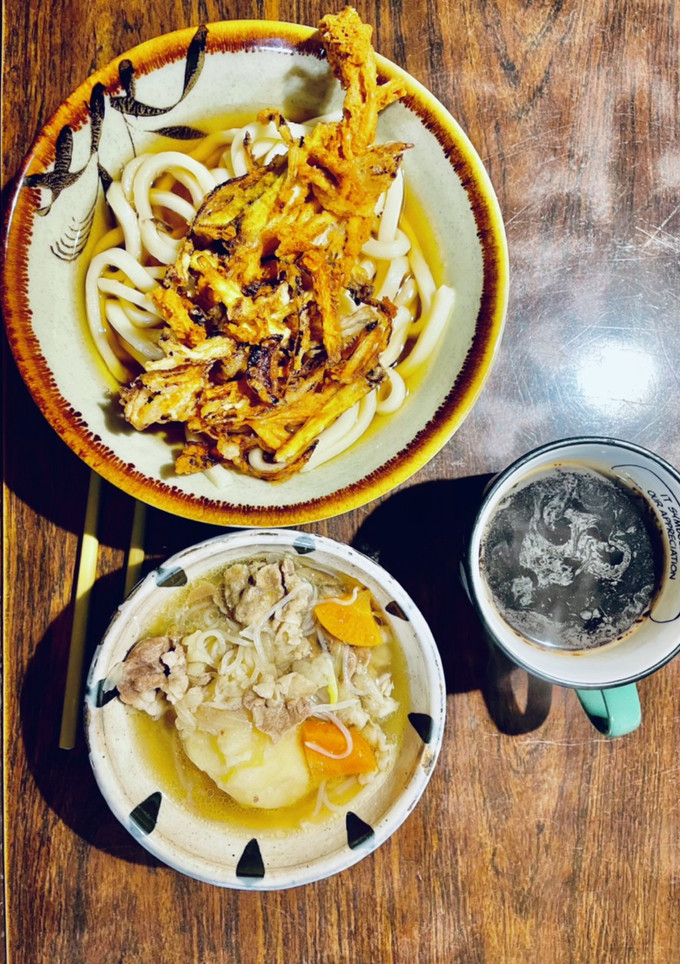 かき揚げうどん♡♡副菜を添えて-レシピのメイン写真