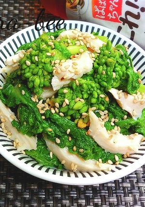 簡単♪菜の花とサラダチキンの辛子和え-レシピのメイン写真