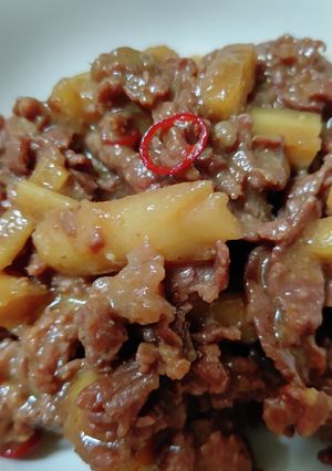 牛肉と叩きゴボウの味噌煮-レシピのメイン写真