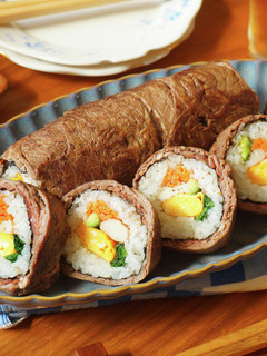 おうち節分に!甘辛牛肉の恵方巻き風-レシピのメイン写真