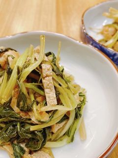 水菜とお揚げの宗田だし炒め煮-レシピのメイン写真
