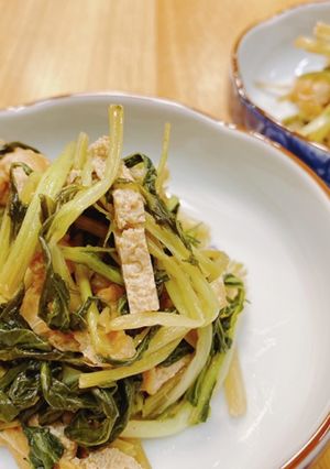 水菜とお揚げの宗田だし炒め煮-レシピのメイン写真
