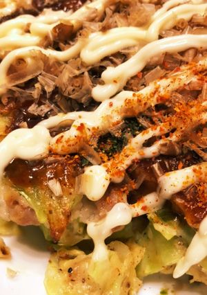 おからパウダー、大根かぶの葉入りお好み焼-レシピのメイン写真