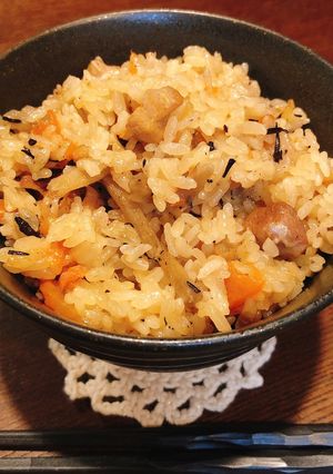 炊き込みご飯 鶏肉ごぼう人参ひじき-レシピのメイン写真