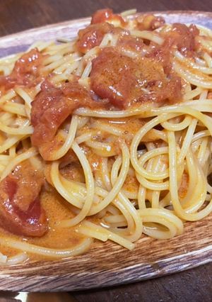 簡単 "#濃厚海老トマトクリームパスタ"-レシピのメイン写真