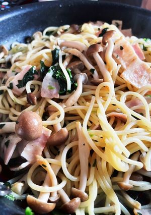 ベーコンとしめじの白だしバターパスタ-レシピのメイン写真