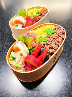 高校生弁当 合い挽き肉でそぼろ弁当-レシピのメイン写真