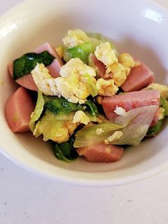 【超簡単】レタスとハムステーキの卵炒め-レシピのメイン写真