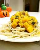 栄養◎ハロウィンにかぼちゃクリームパスタ