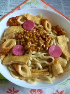 京揚げ・寅ちくわの焼きうどん~納豆載せ-レシピのメイン写真