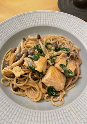 和風サーモン豆乳クリームパスタ-レシピのメイン写真