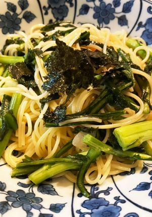 ゴマ香る春菊の和風パスタ-レシピのメイン写真
