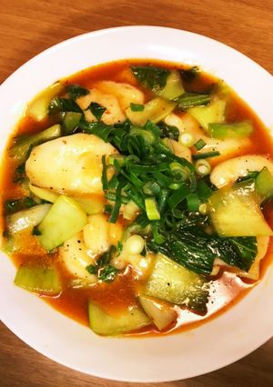 青梗菜とお餅でトッポギ炒め-レシピのメイン写真