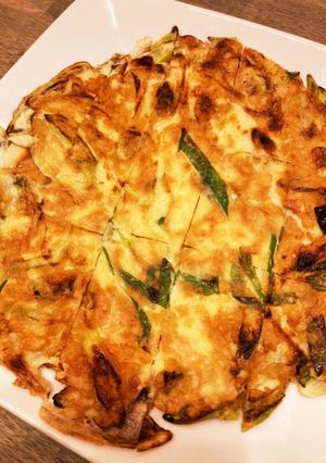 白ネギまるまる一本チーズチヂミ焼き-レシピのメイン写真