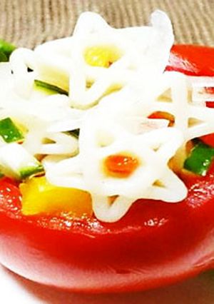星パスタとミニトマトサラダ(卵乳小麦無)-レシピのメイン写真