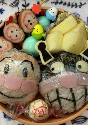 4歳 完食弁当♪ アンパン&バイキンマン-レシピのメイン写真
